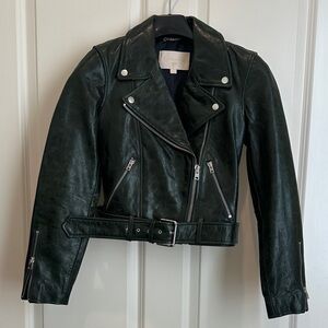 J Crew Collection Women's Dark Green Leather Jacket